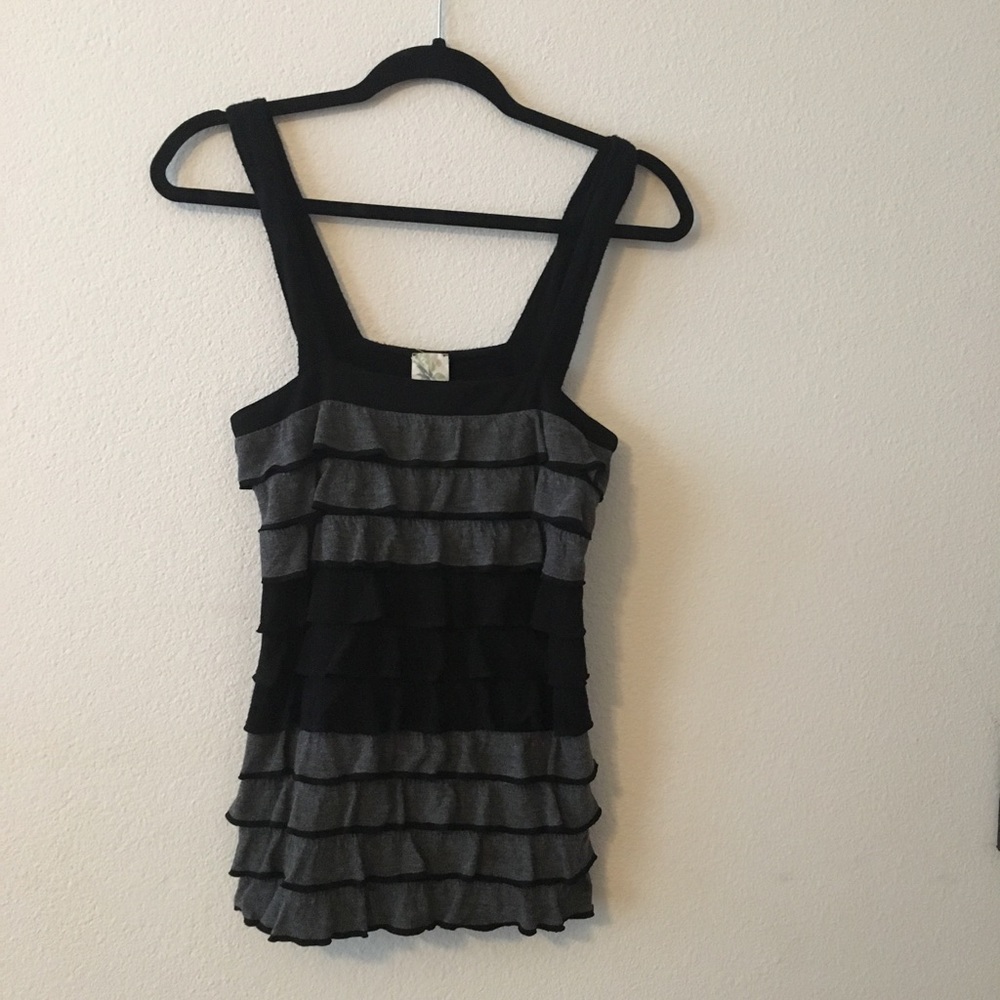 Black and Grey ruffled Top