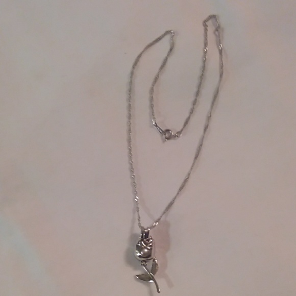 925 silver rose pearl cage locket necklace - Picture 3 of 3