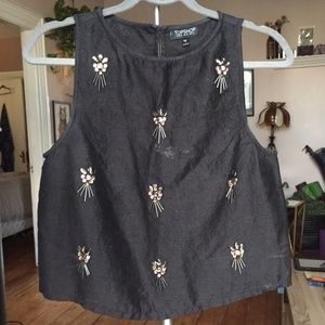 Reposh! Topshop Black Jeweled Crop Top Tank
