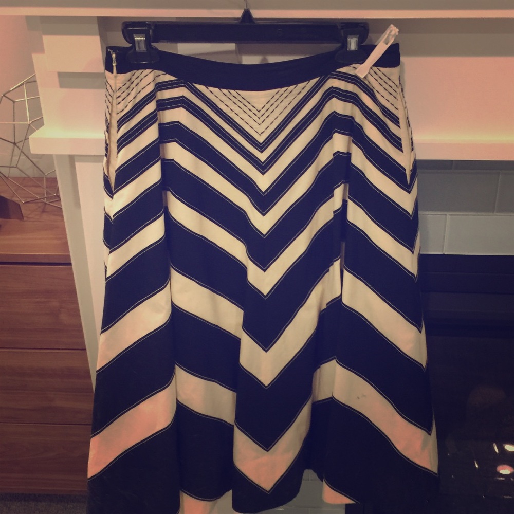 Anthropologie Black and Cream Chevron Skirt