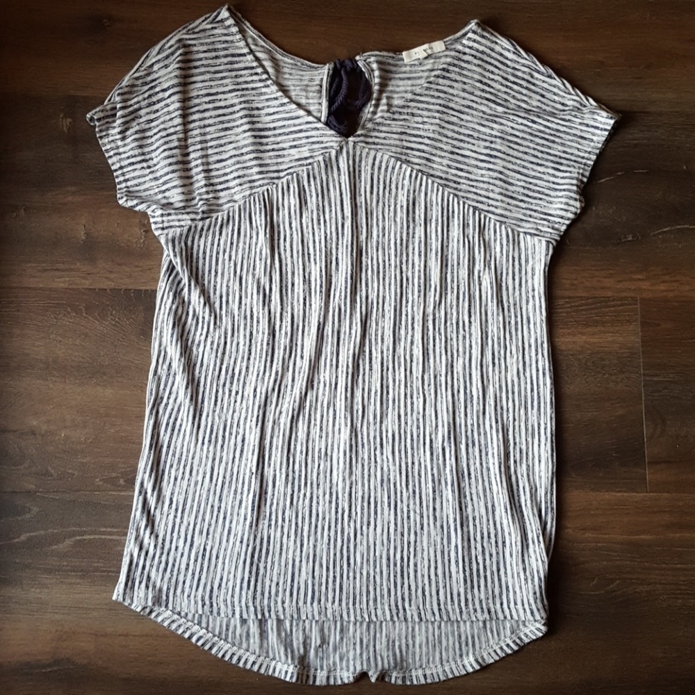 Pleione Navy and white stripe tee