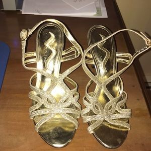 shimmery golden heels