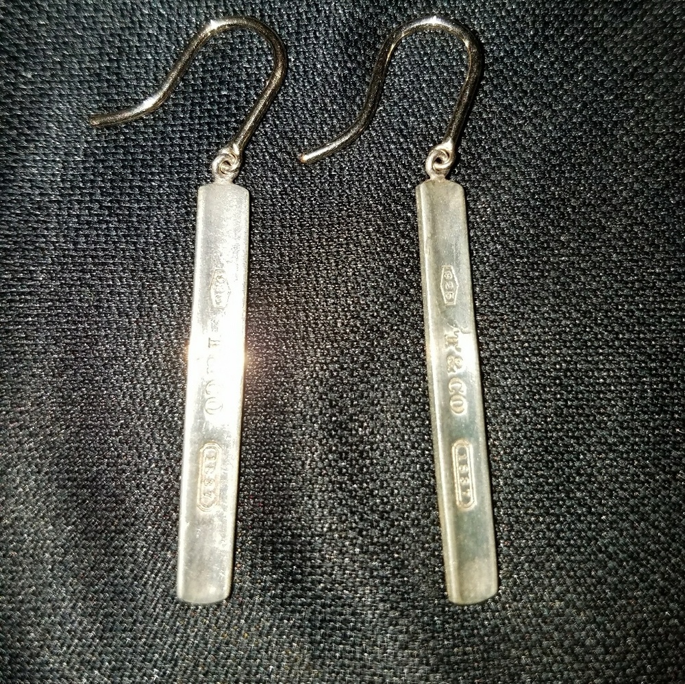 Tiffany & Co  1837 sterling silver bar earrings