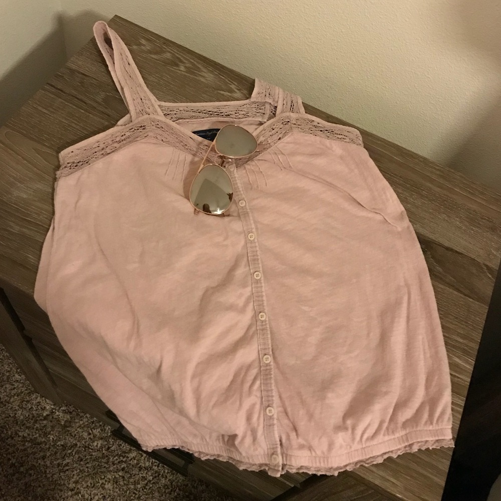 Vintage Mauve American Eagle Top w/ lace  - Size S