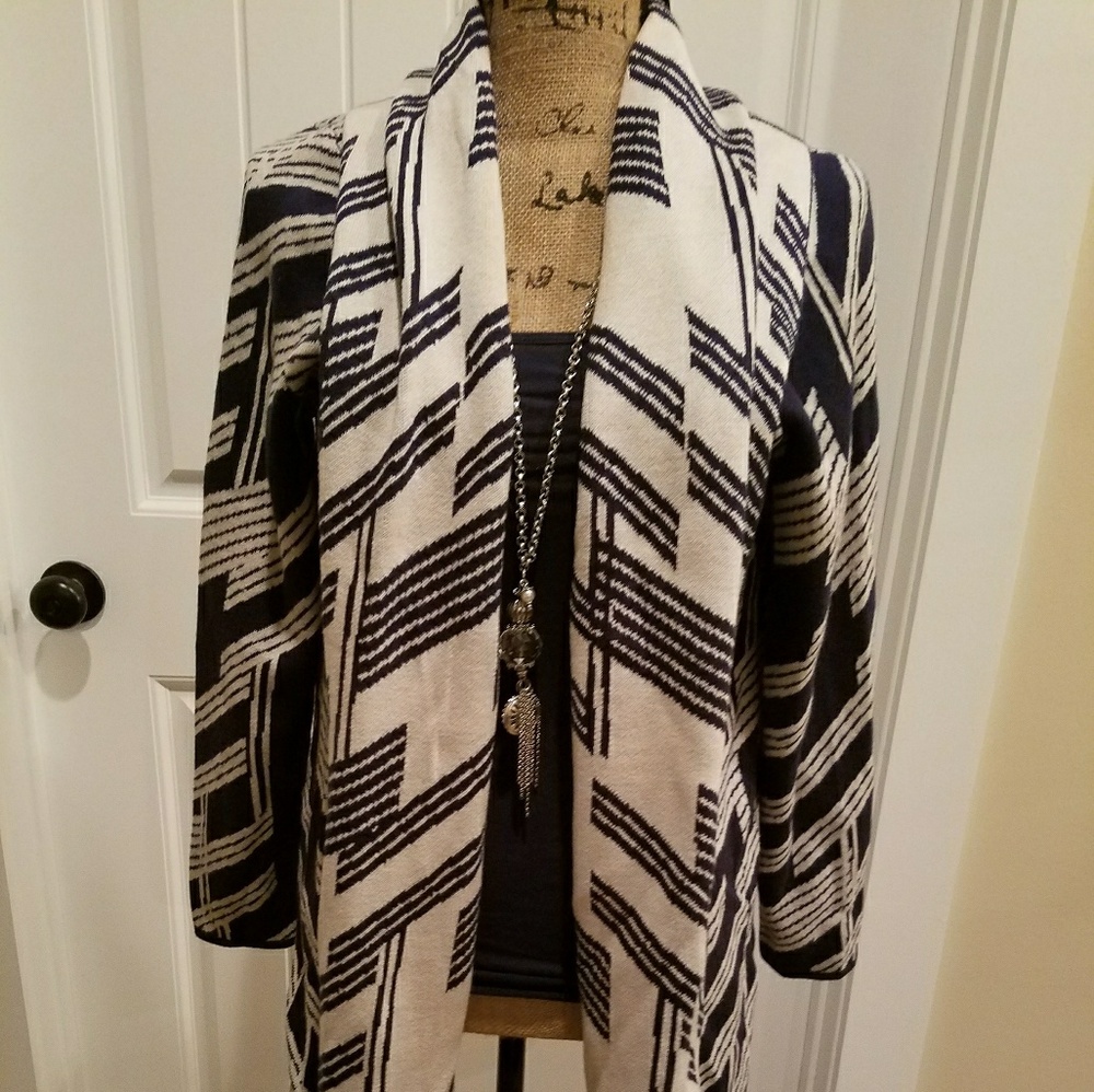 NWT large heavyweight Alfani cardigan blue white