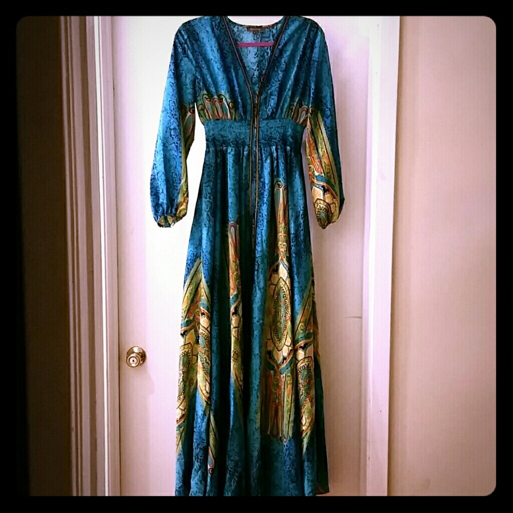 Garcia teal bohemian India floor length dress