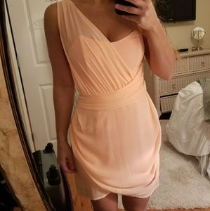 peach one shoulder dress