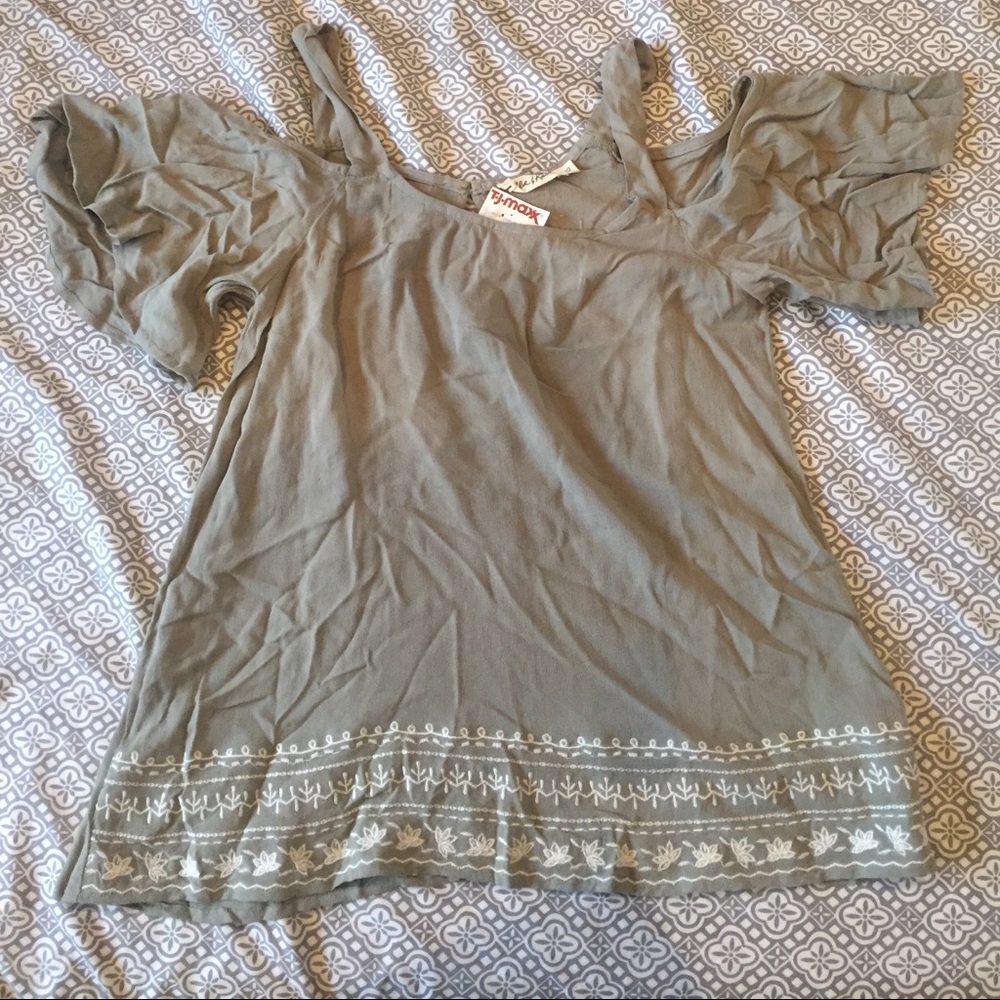 Jade Green off the shoulder blouse