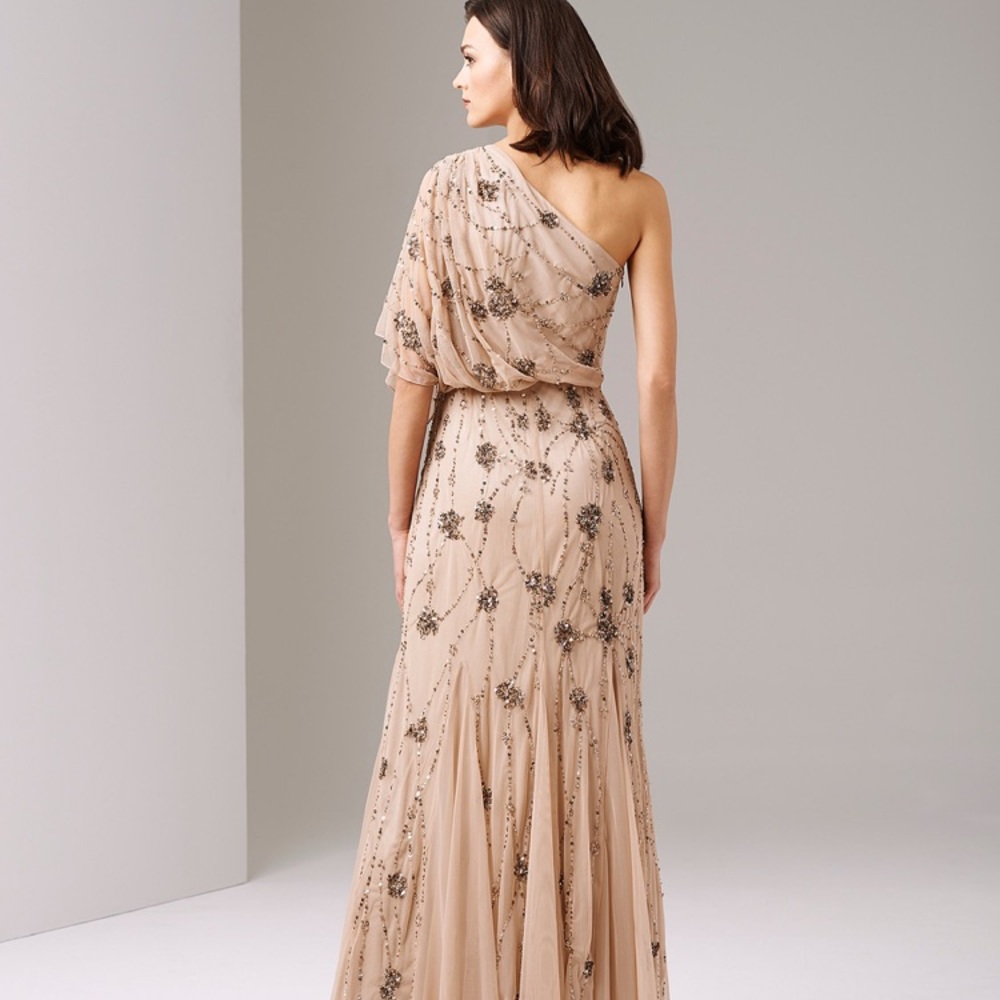 Adrienne Papell gown one shoulder sequin