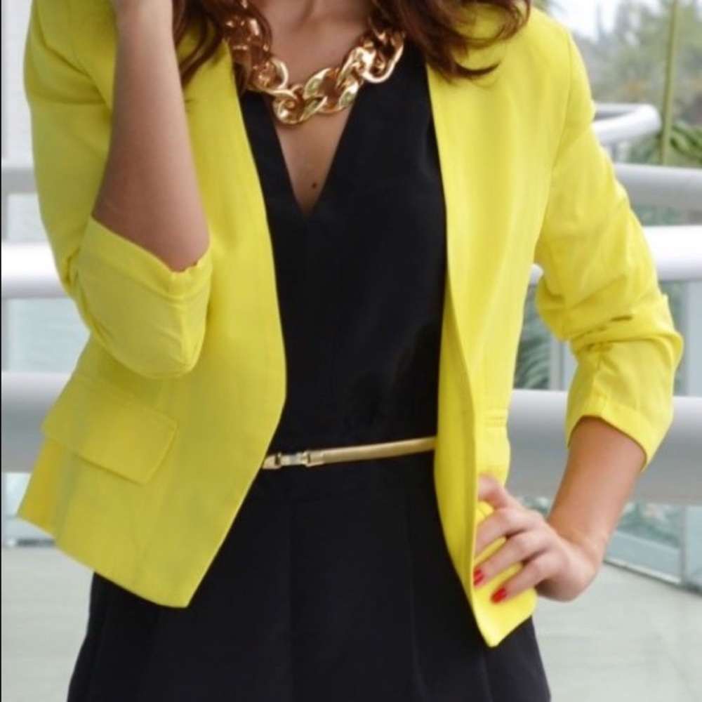 Canary yellow H+M blazer, size 2 (no tags)