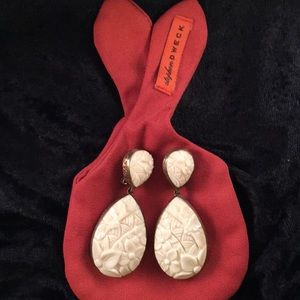 Stephen Dweck Bone carved clip earrings