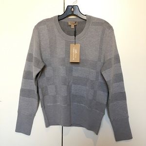 Burberry grey check knit wool blend sweater