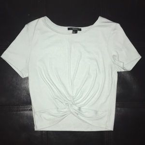 NWOT Light blue ribbed twist front crop top