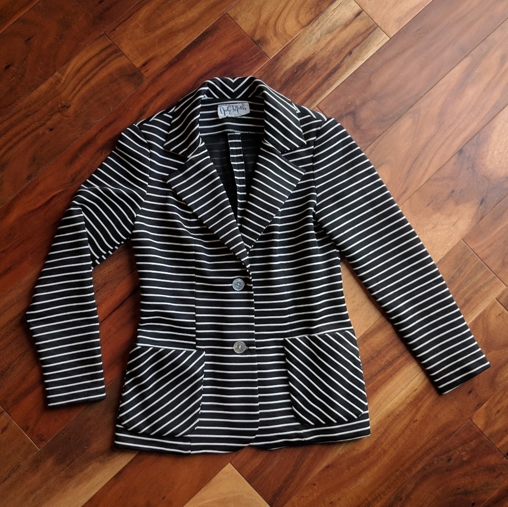 Black and White Striped Blazer