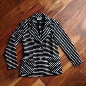 Black and White Striped Blazer