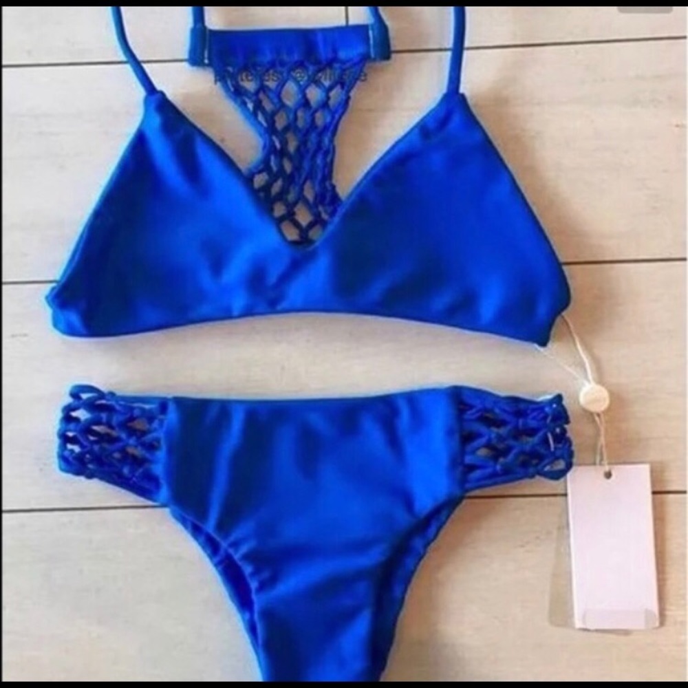 Blue Crochet Bikini Set