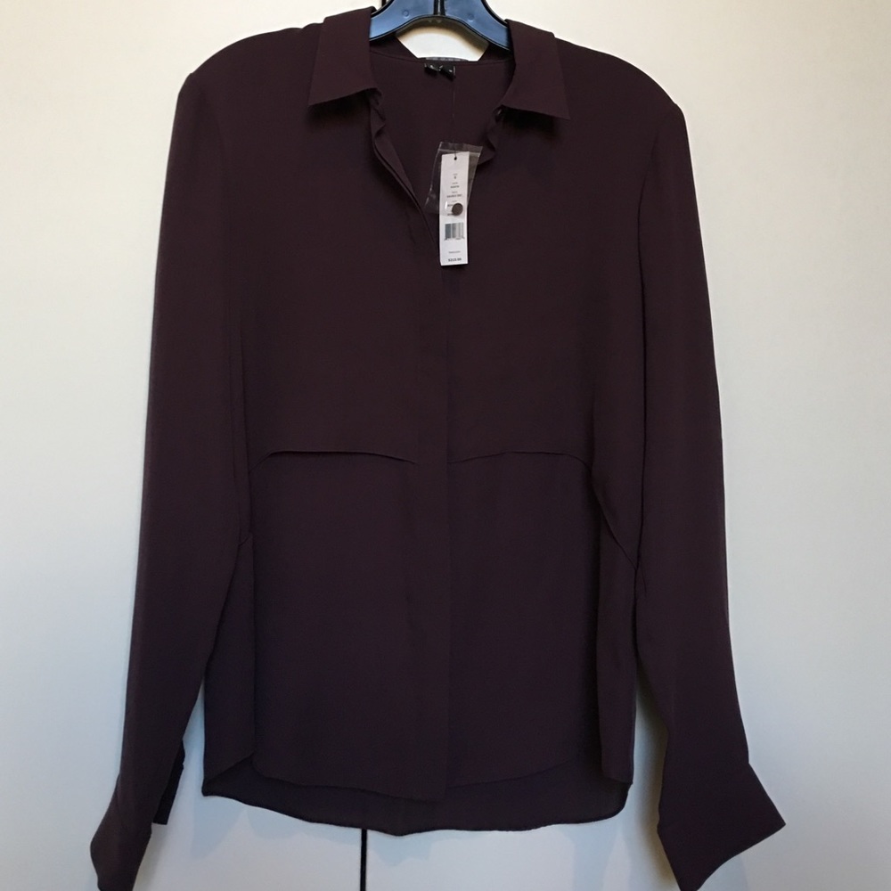 Theory burgundy rosita silk blouse
