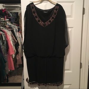 Black dress w/ beading  & sheer overlay - 22W