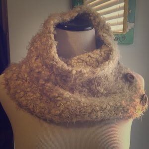 Adorable soft neck woven neck warmer with buttons