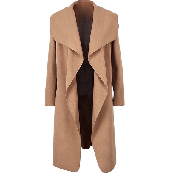 ‘Shay’ Open Front Khaki Trench Coat - Picture 2 of 5