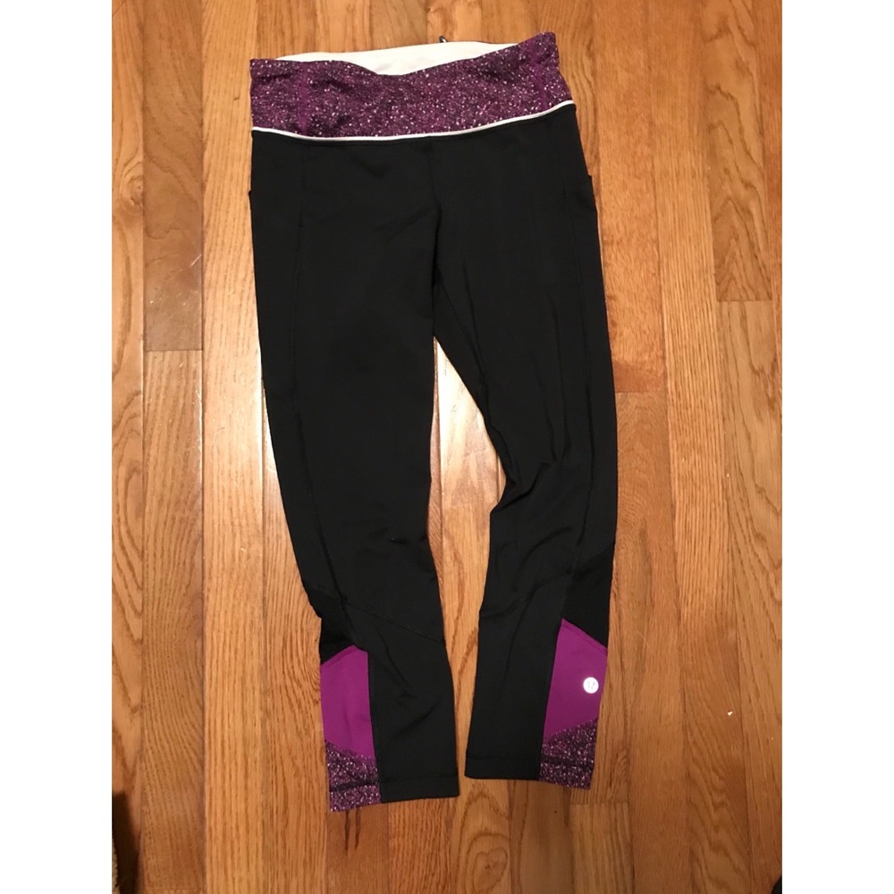 Lululemon Pace Rival Crop Black w/ Pattern accents