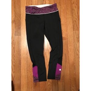 Lululemon Pace Rival Crop Black w/ Pattern accents