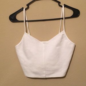 White spaghetti strap crop top