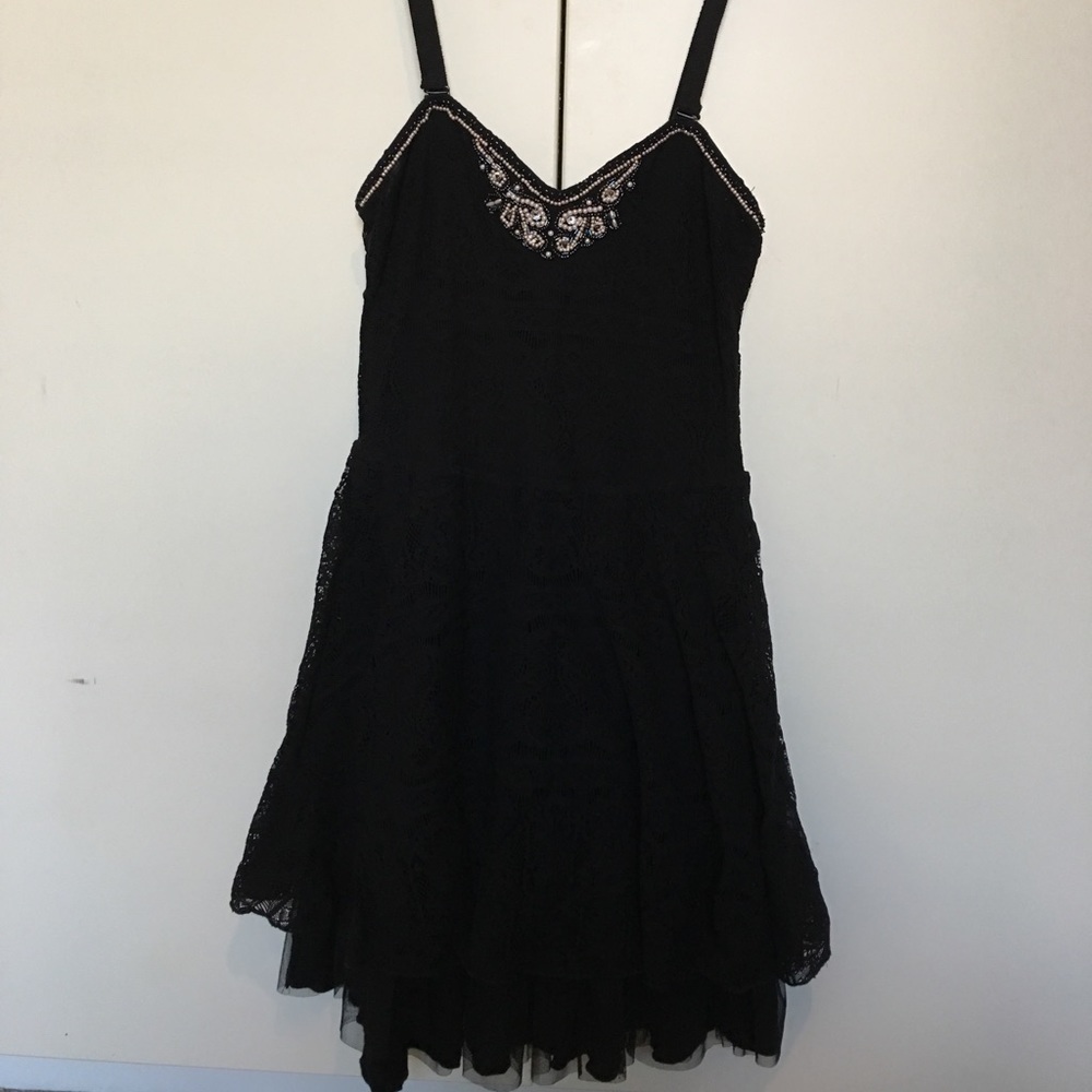 Free people black lace and tulle dress