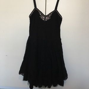 Free people black lace and tulle dress