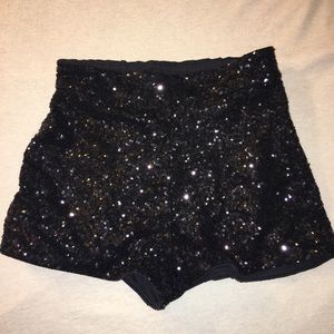 H&M Sparkly Black High-Waisted Shorts
