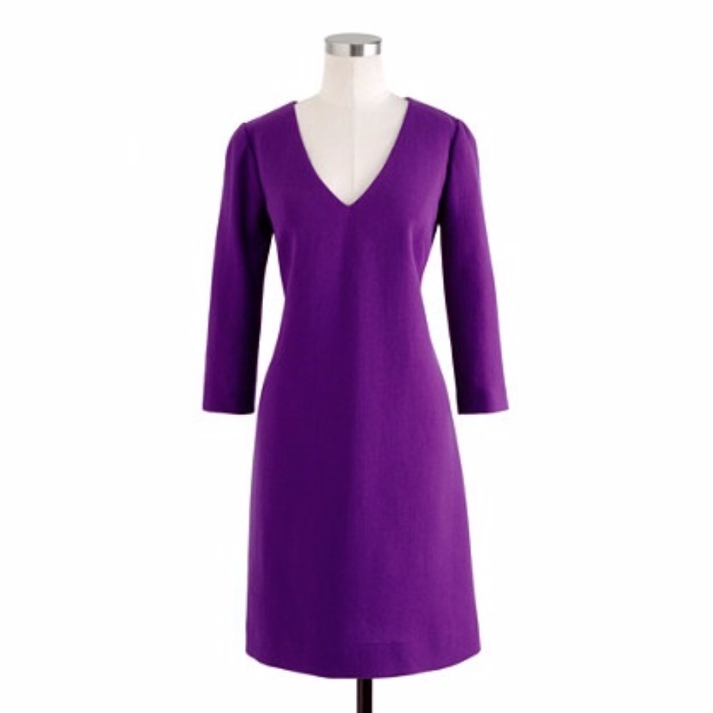 NWT J. Crew Wool Crepe Dress in Violet sz 0