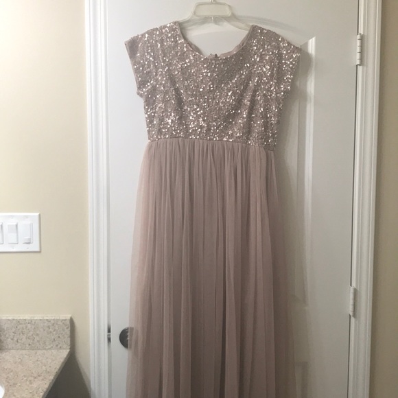 maya maternity maxi dress with delicate sequin and tulle skirt