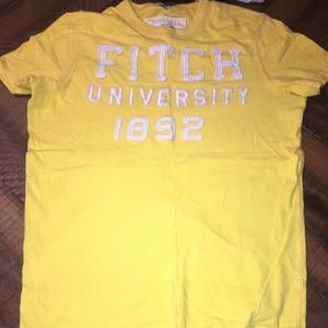 Yellow and White Abercrombie and Fitch Shirt M