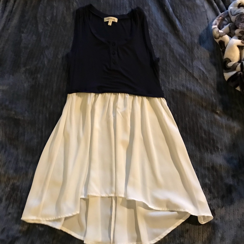 Navy and white babydoll top