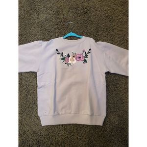 Child blush pink with rose sweater