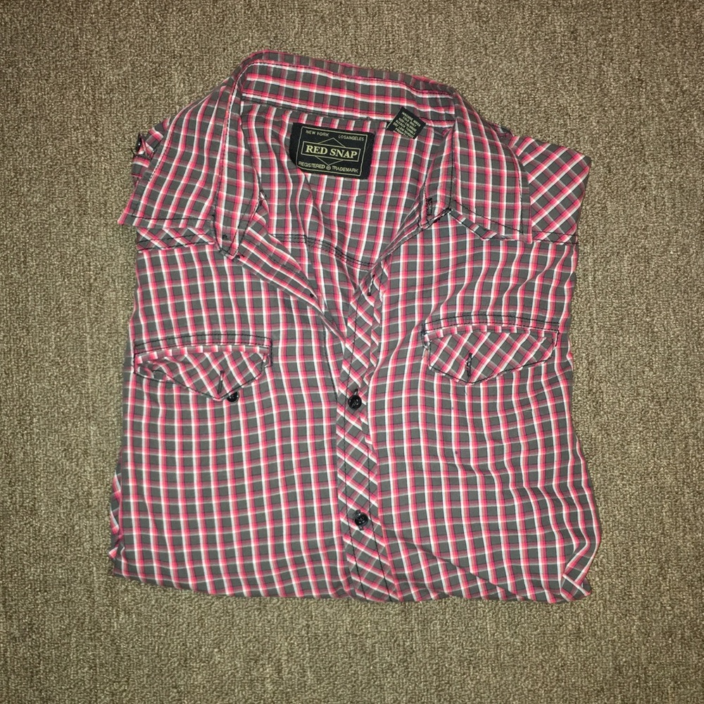 Red snap XL button down.