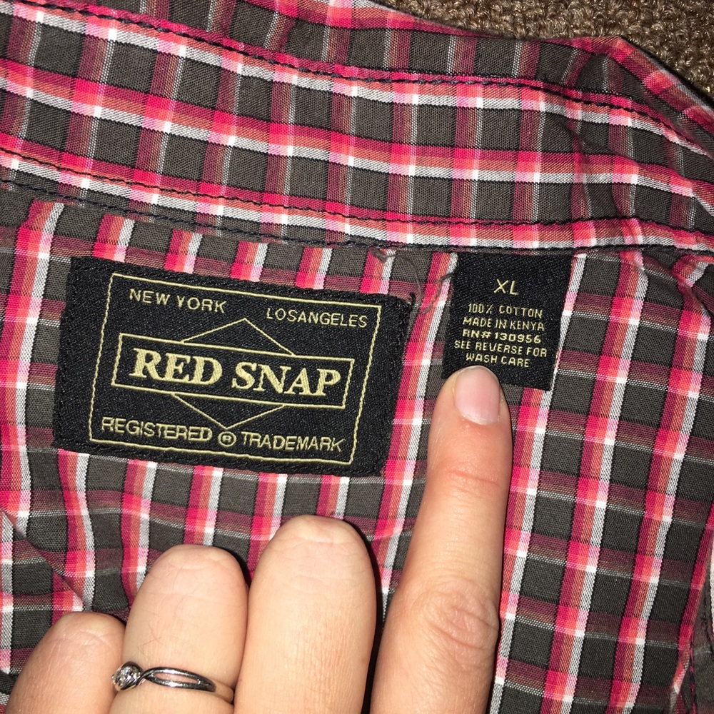 Red snap XL button down. - Picture 3 of 3