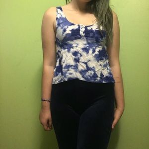 Blue and white tye dye crop top