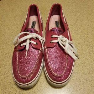 SPARKLY PINK SPERRY'S!! WOMEN SIZE 9.5