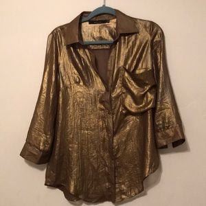 Ark & Co Gold Shimmery button down blouse - Sz S