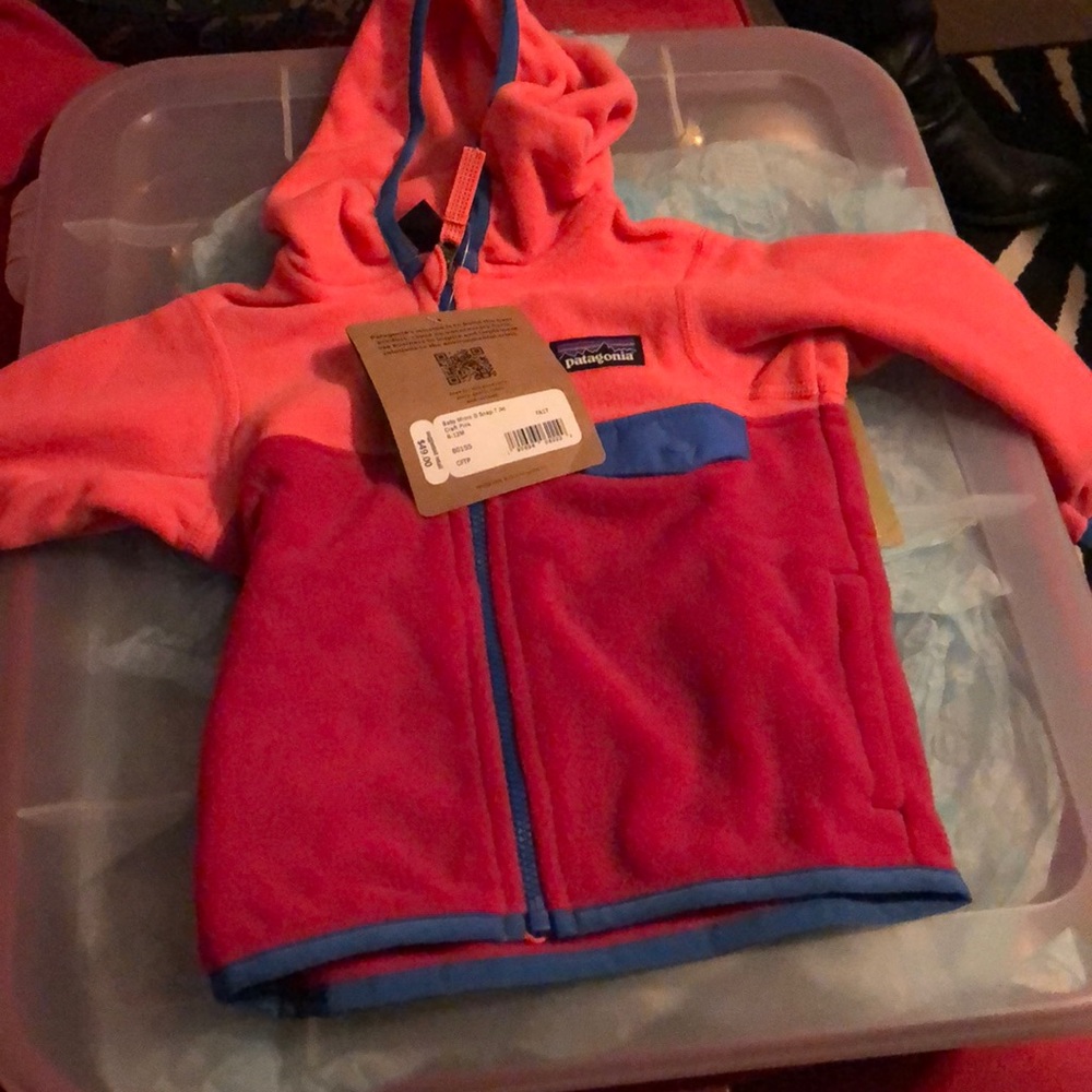 Baby girl Patagonia Hoodie- PEACH , PINK , BLUE