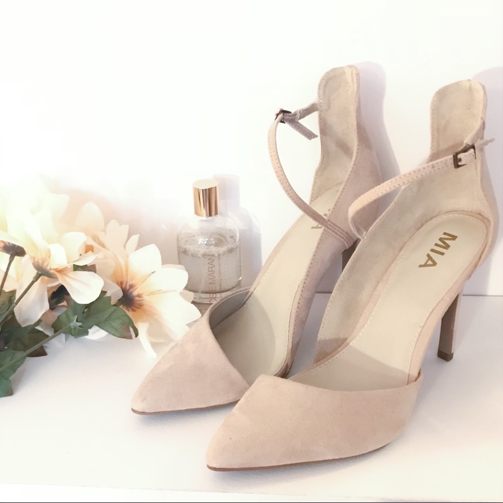 MIA Nude Suede Heels