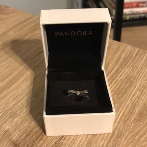 NWOT Authentic Pandora Sparkling Bow Ring Clear CZ