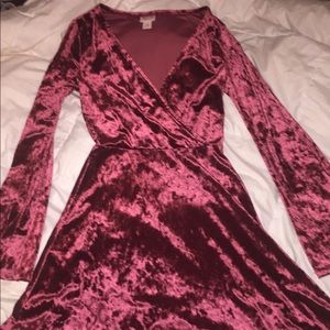 Burgundy Velvet Wrap Dress