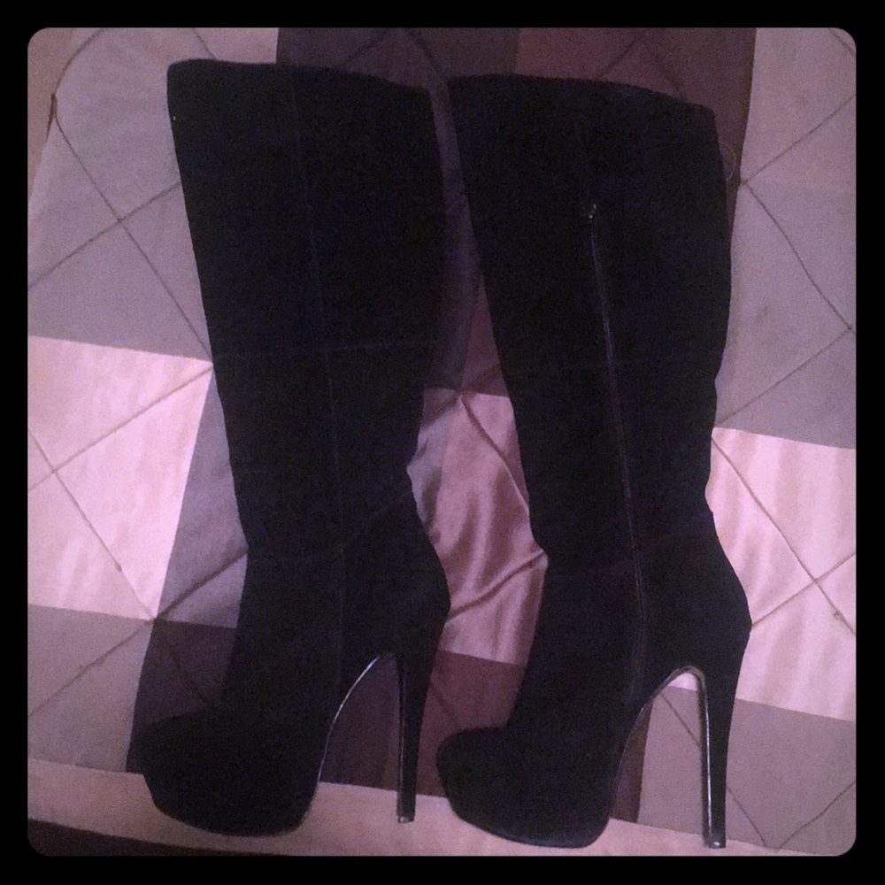 Suede knee high boots