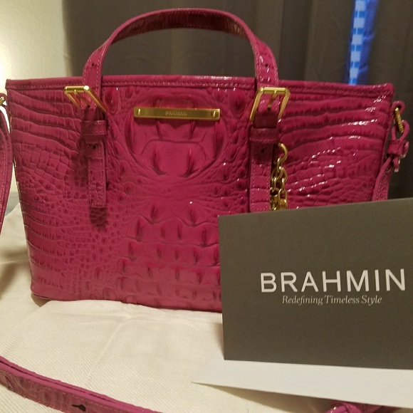 Brahmin Handbags - Mini Asher Genuine Leather Satchel Fushia