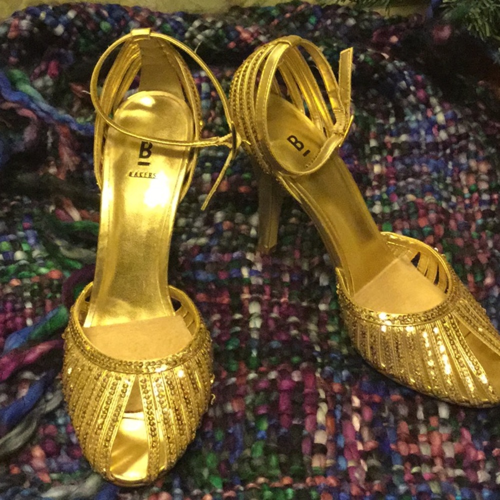 Gold sequinned party heels