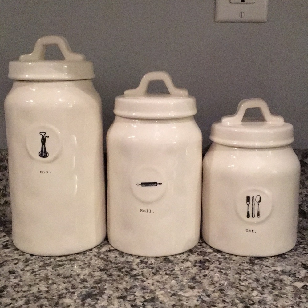 Rae Dunn Icon Mix Roll Eat Canisters