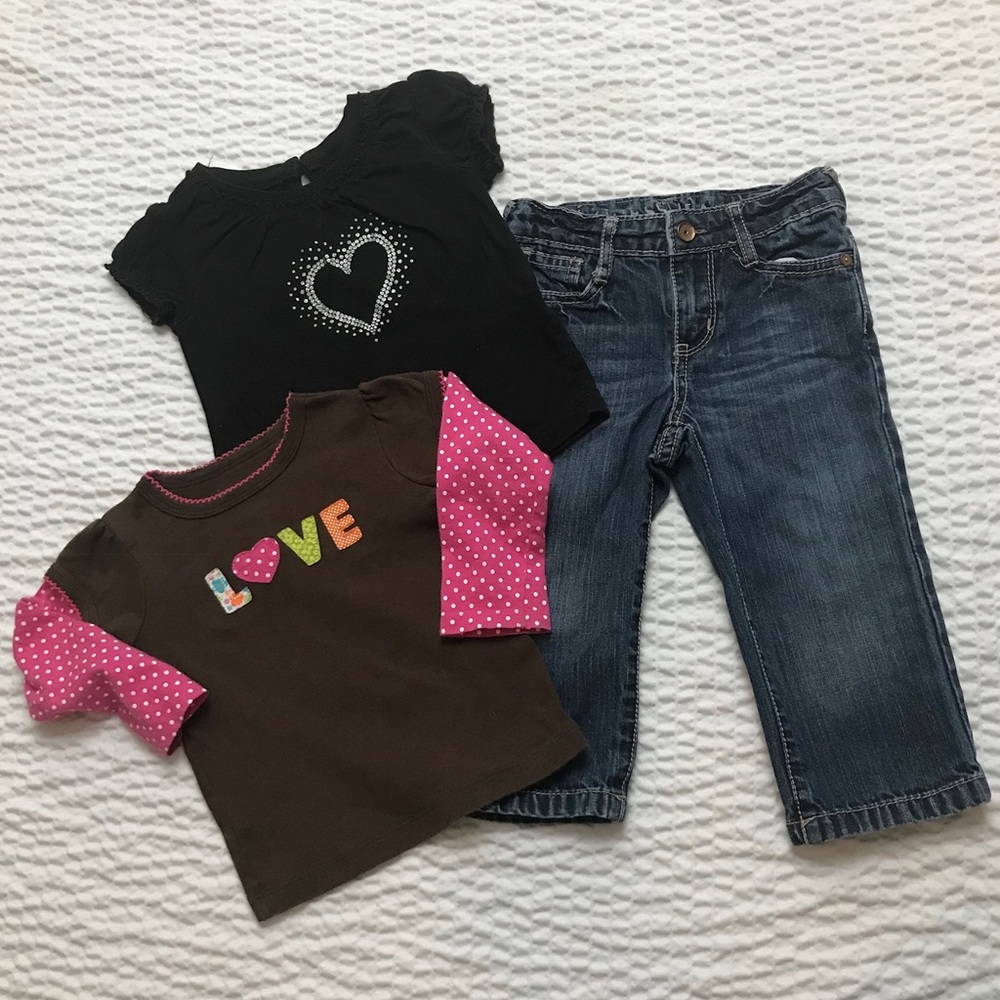 Girl’s Guess Jeans & 2 Tees Set size 18 Months