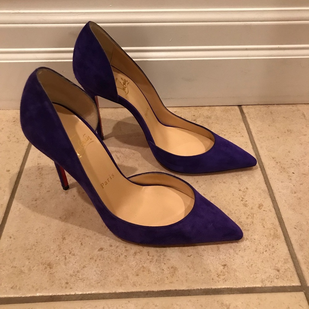 Purple suede Christian Louboutin pumps